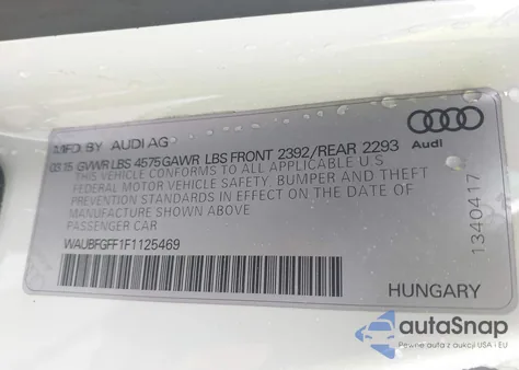 2015 Audi A3 2.0T Premium z USA, uszkodzony, nr VIN WAUBFGFF1F1125469